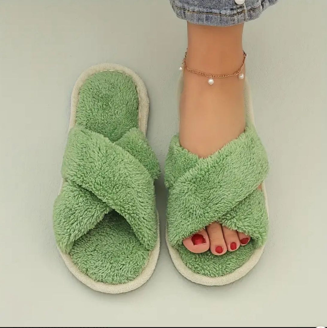 Green Cross Fluffy Slides