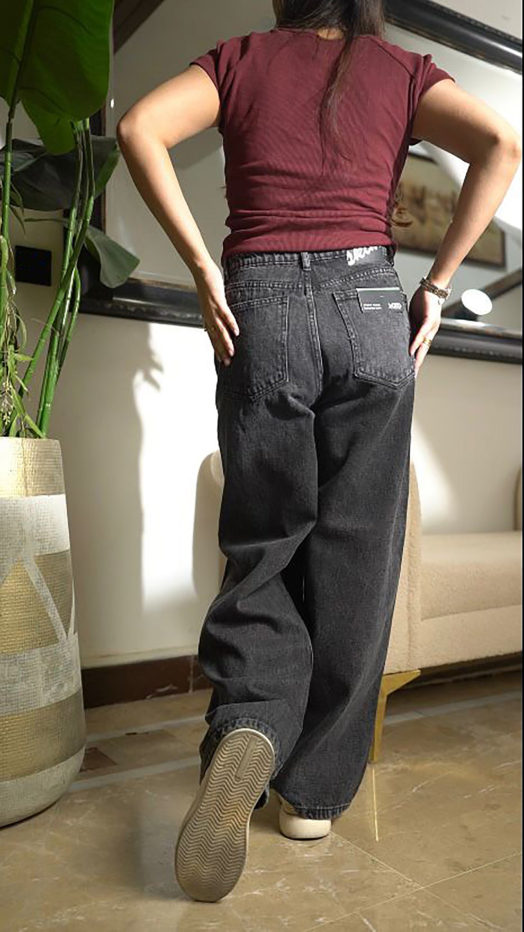 Charcoal Gray Wide Leg Jeans