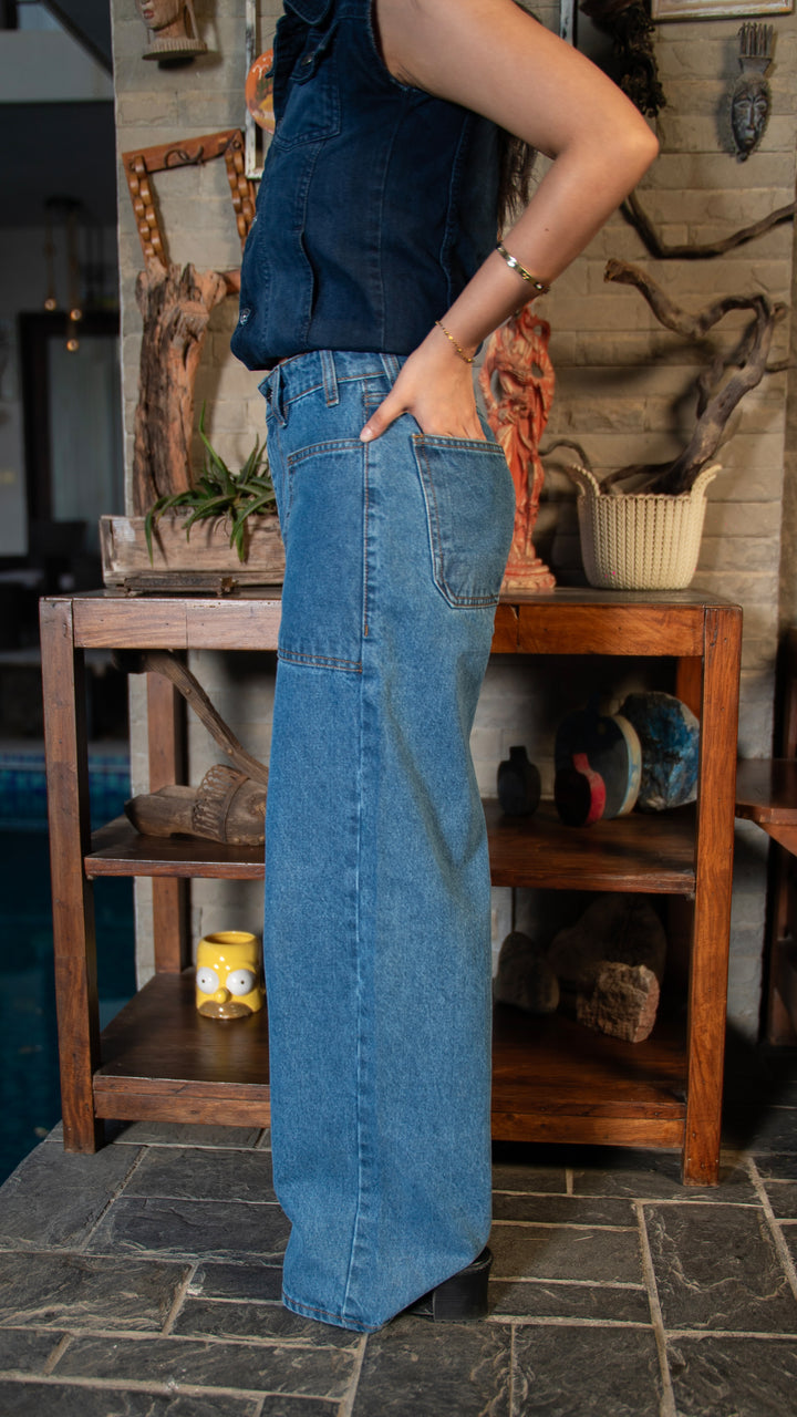 Mid Blue Edge Pocket Jeans