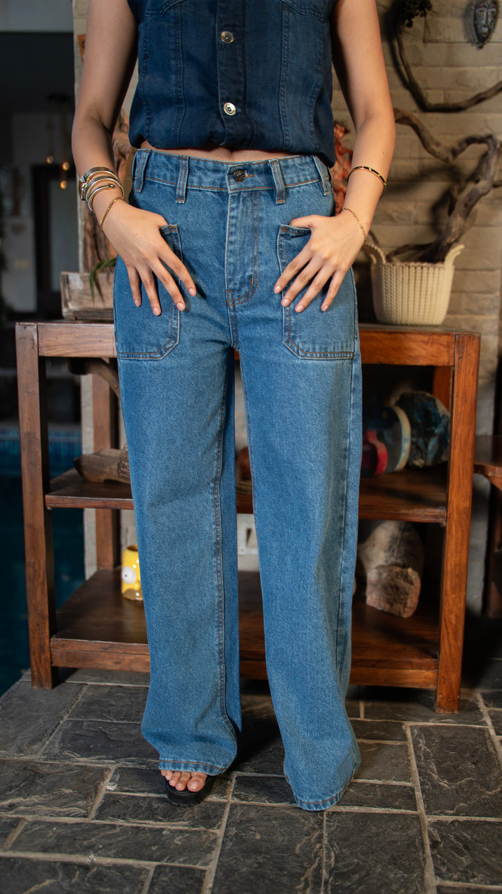 Mid Blue Edge Pocket Jeans