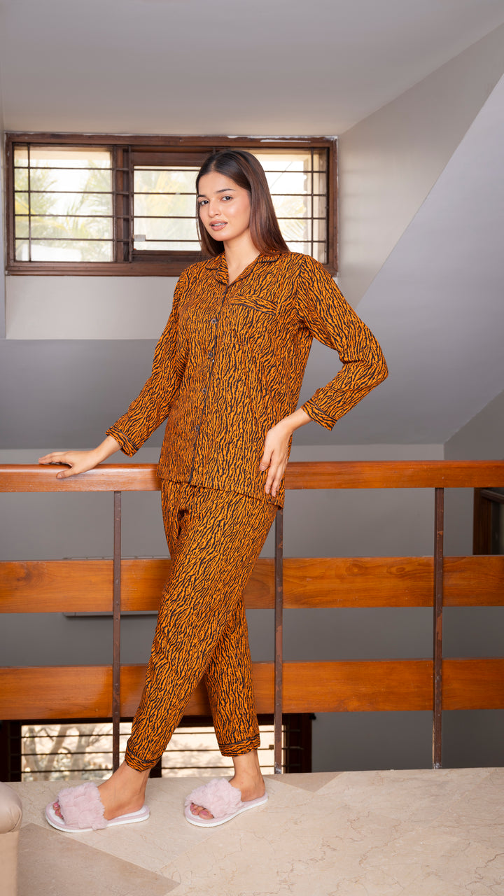 Orange Tiger PJ Set