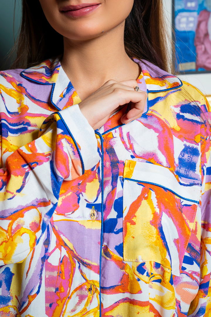 Multicolour Abstract PJ Set