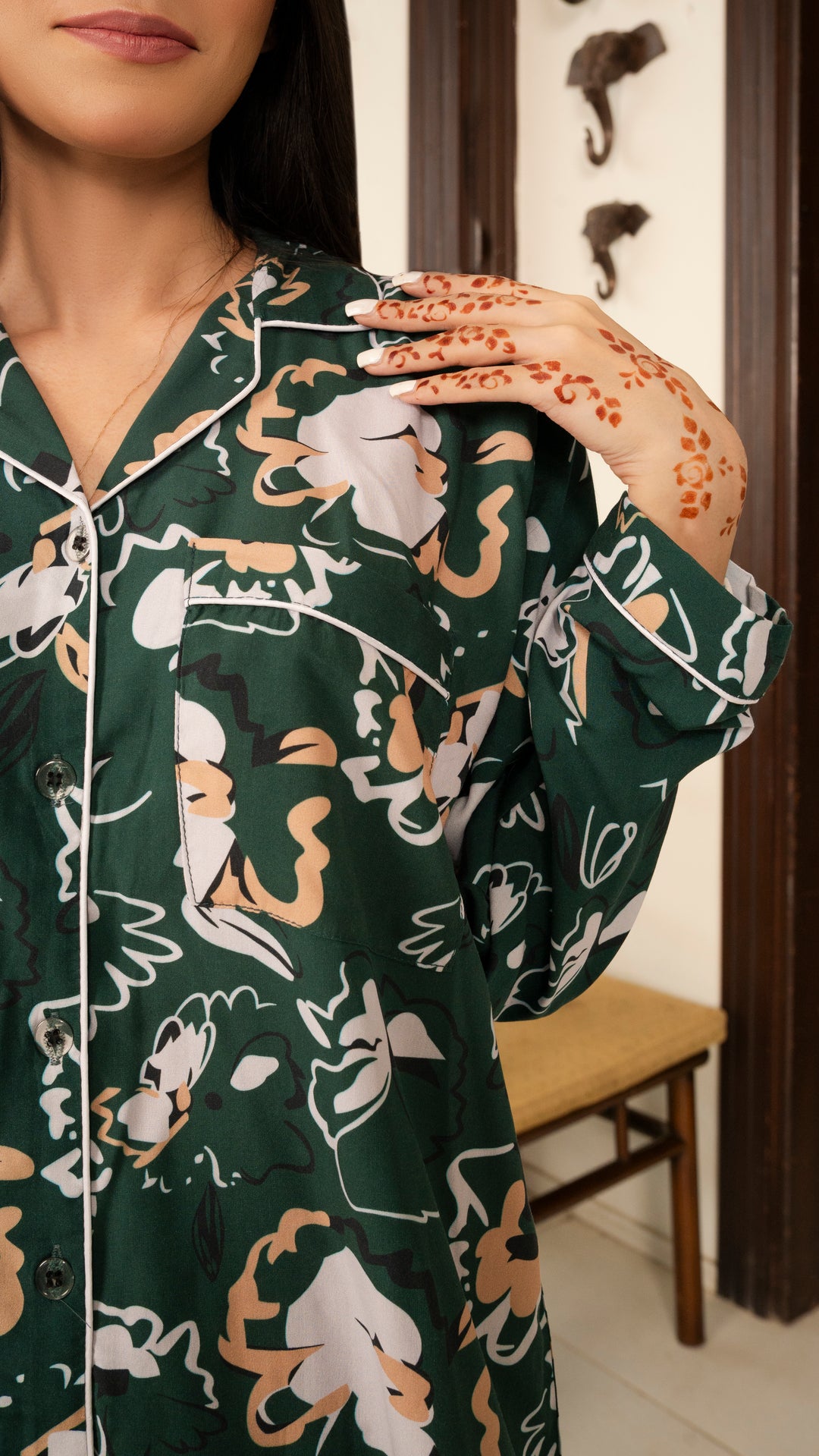 Dark Green Tulips PJ Set