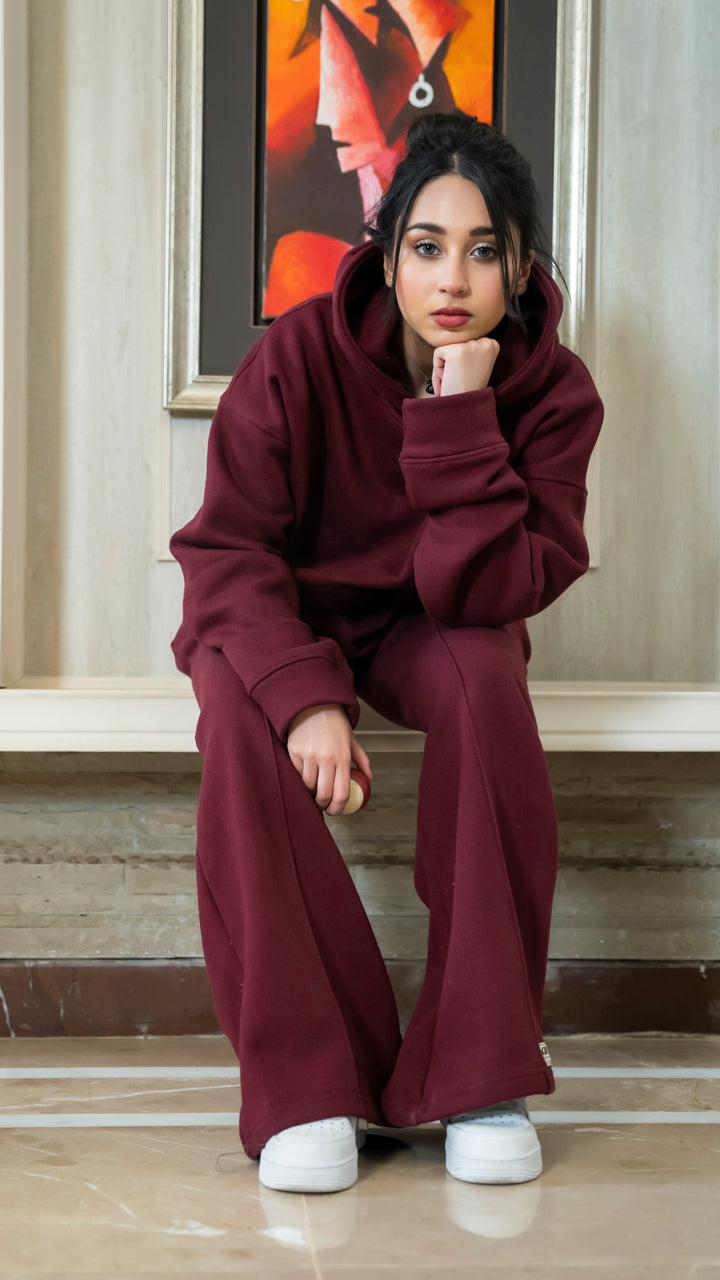 Rich Maroon Oversized Hoodie Set