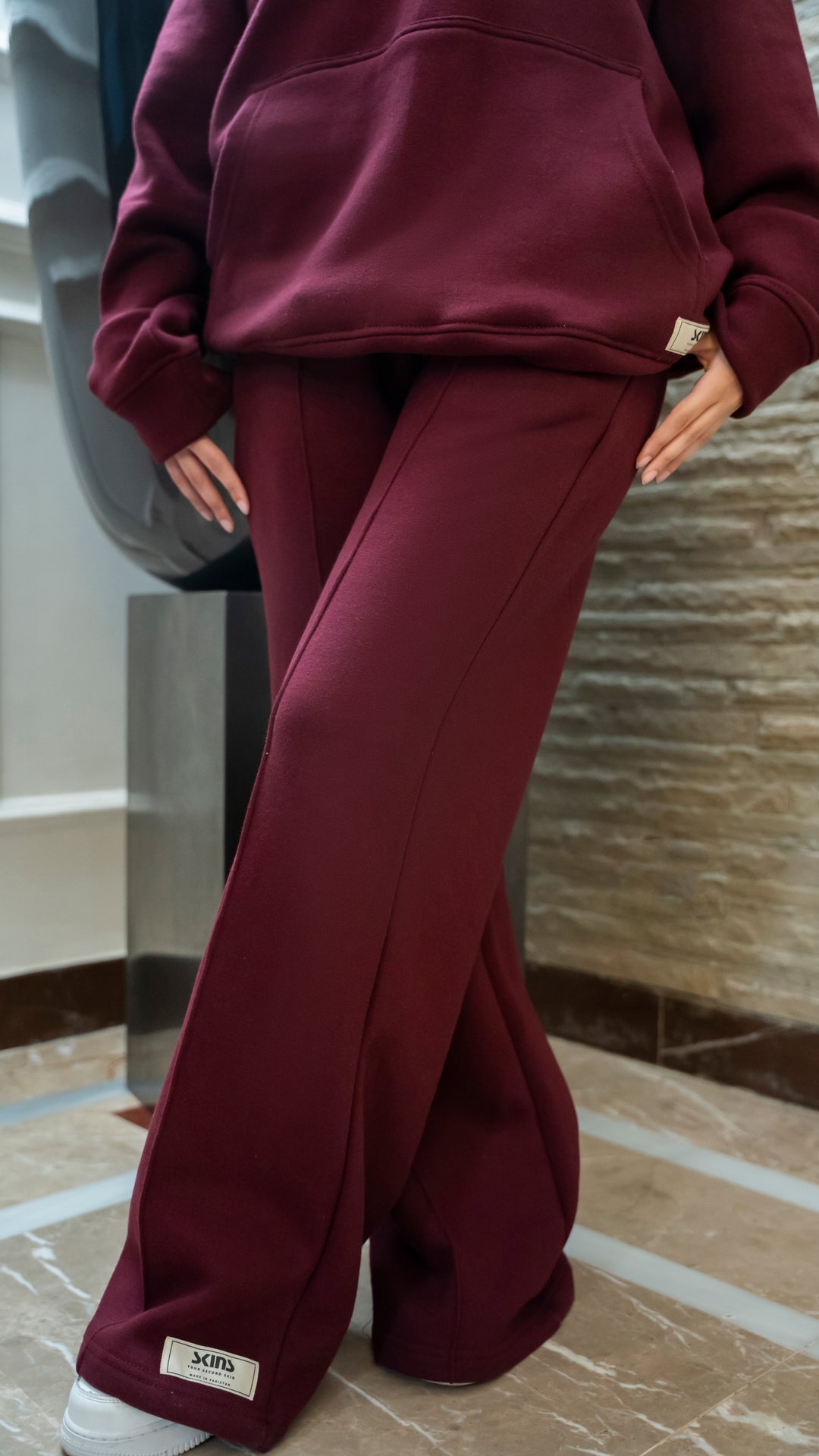 Rich Maroon Oversized Hoodie Set