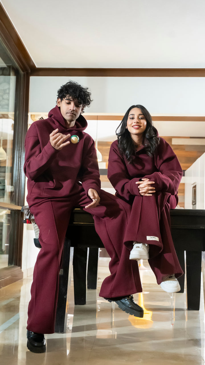 Rich Maroon Oversized Hoodie Set