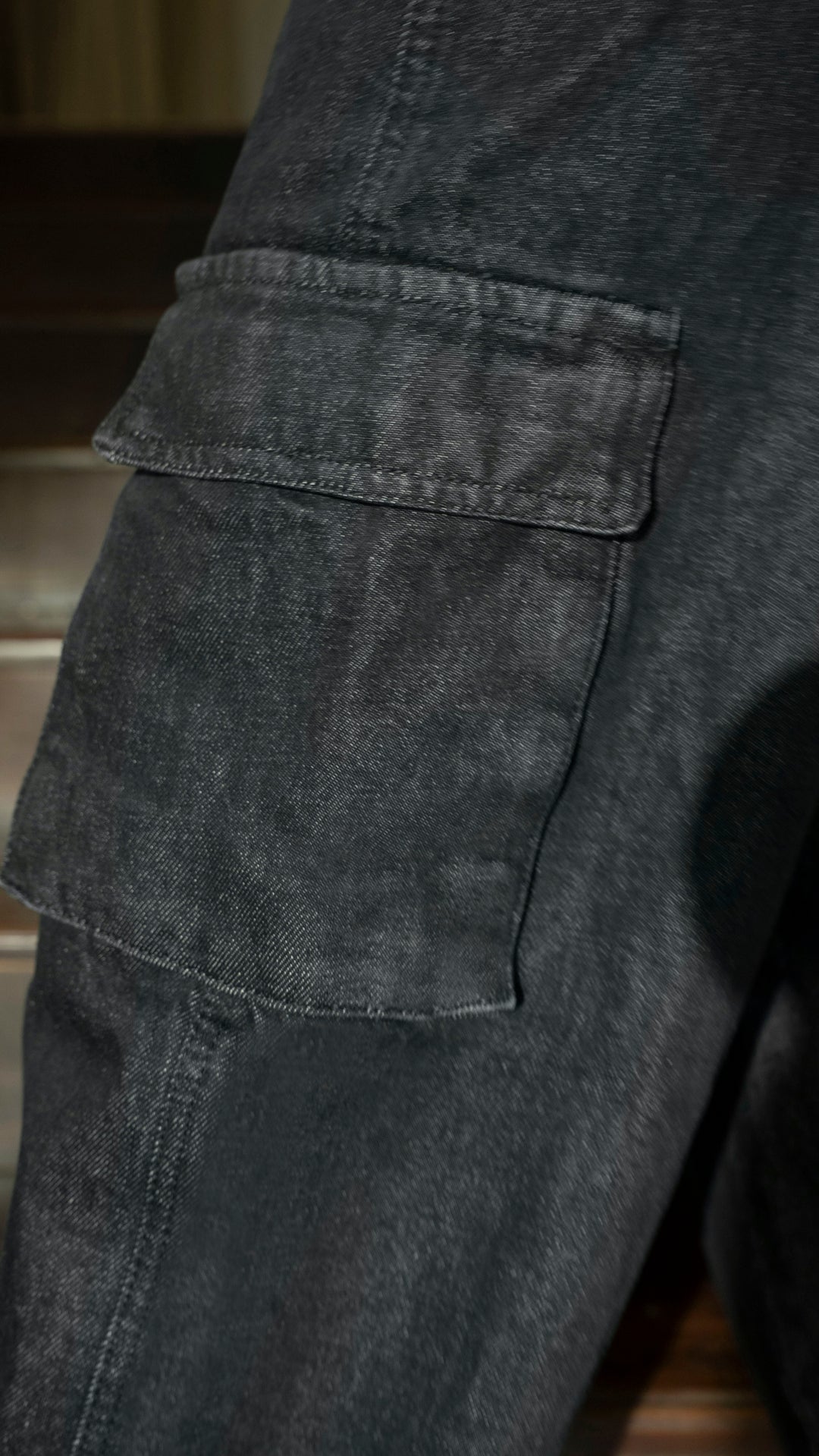 Black Wide Leg Cargo Jeans