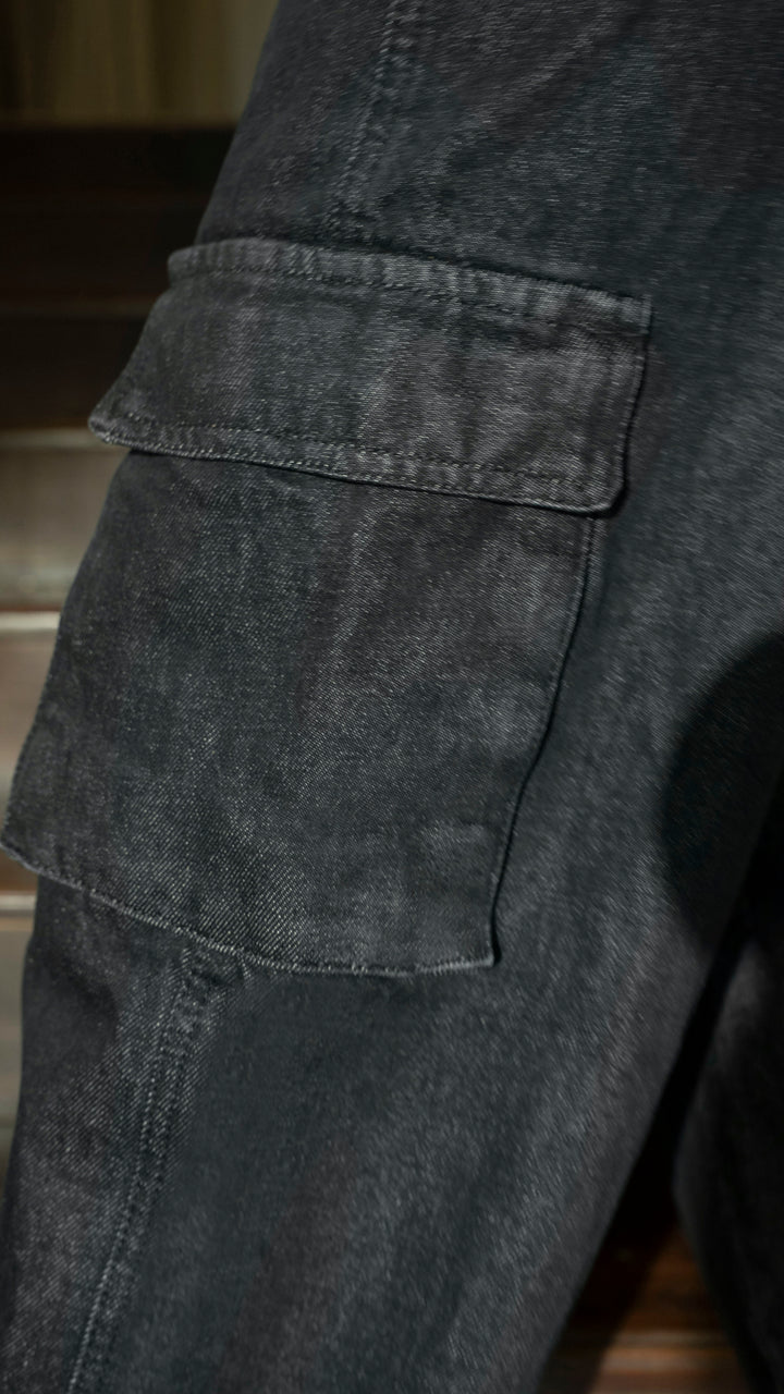 Black Wide Leg Cargo Jeans
