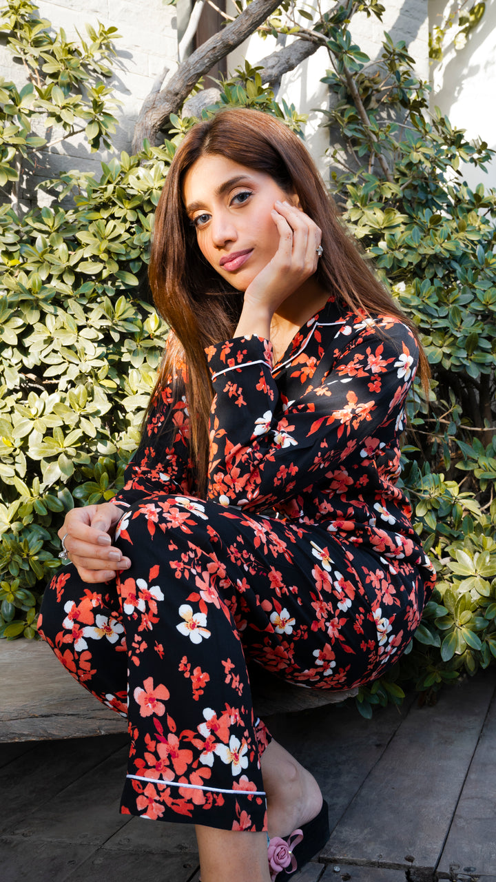 Red Flowers PJ Set