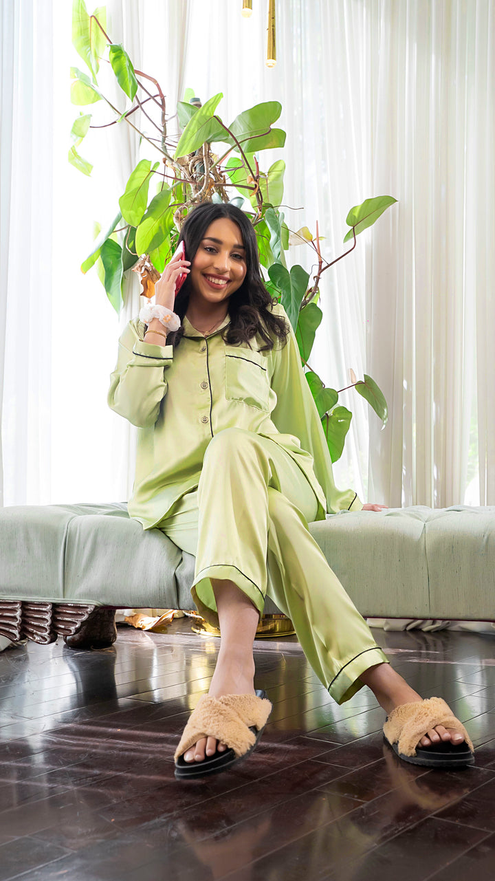 Bottle Green Silk PJ Set