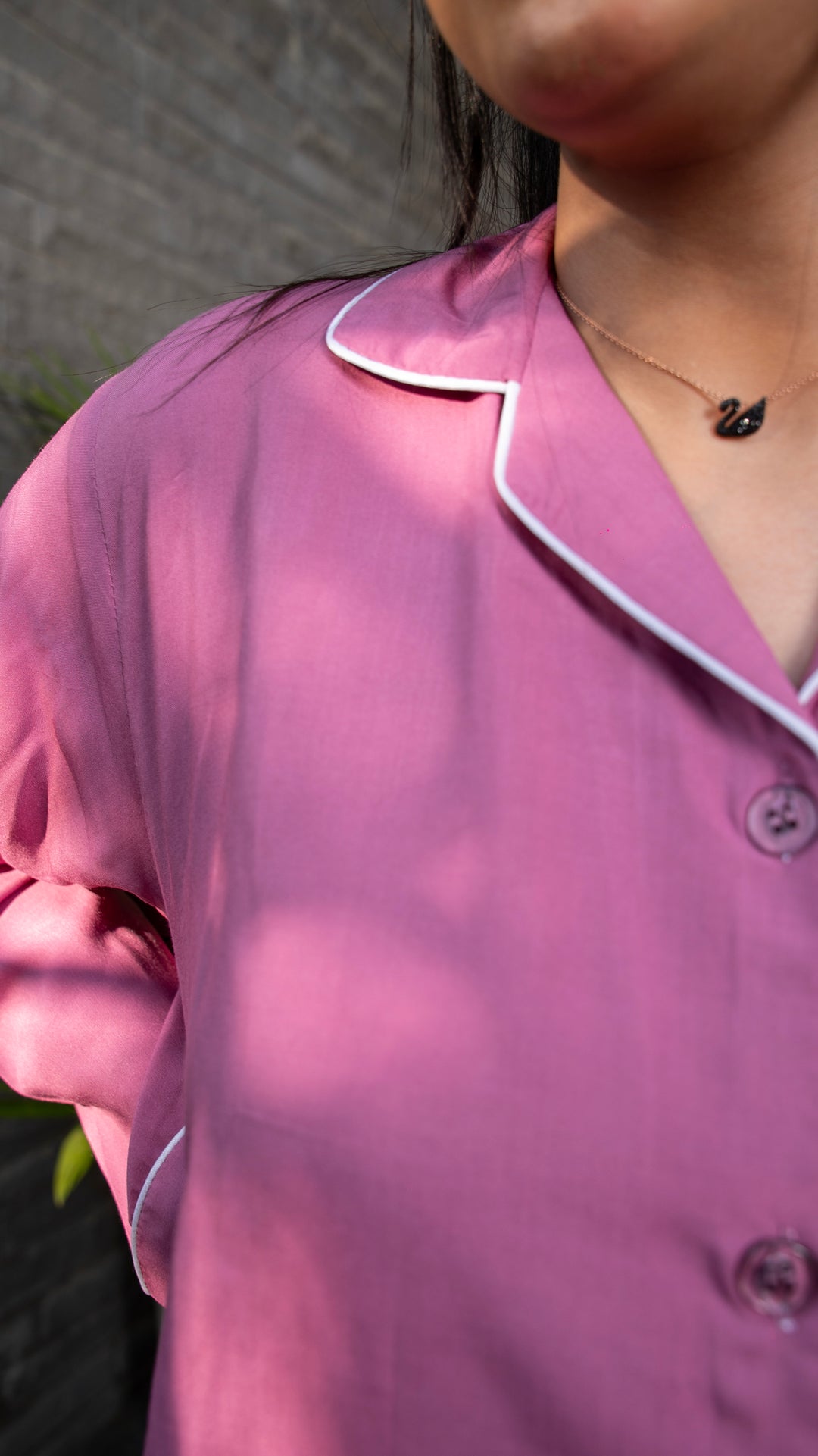 Light Pink Linen Solid PJ Set