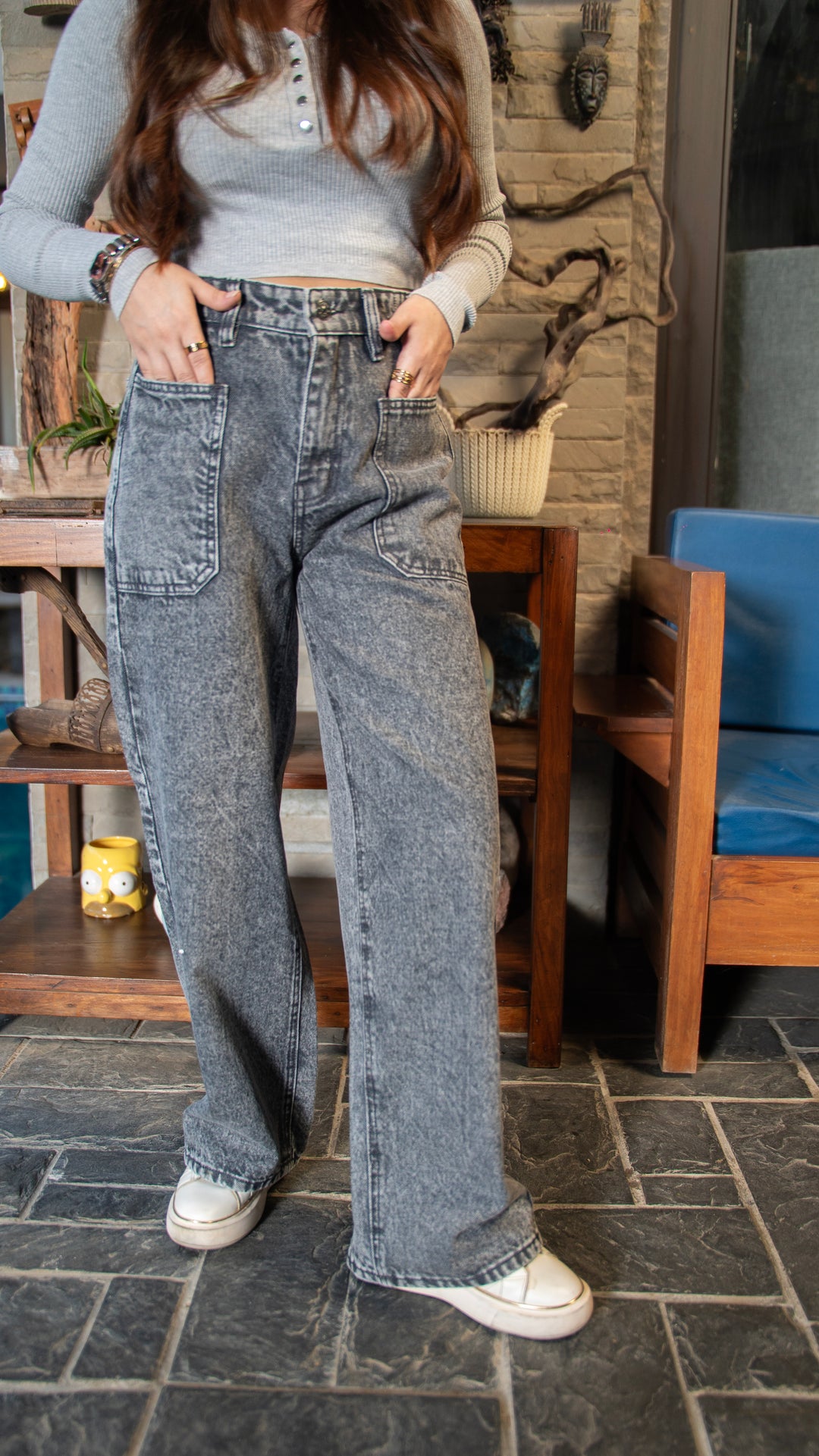 Ash Gray Edge Pocket Jeans