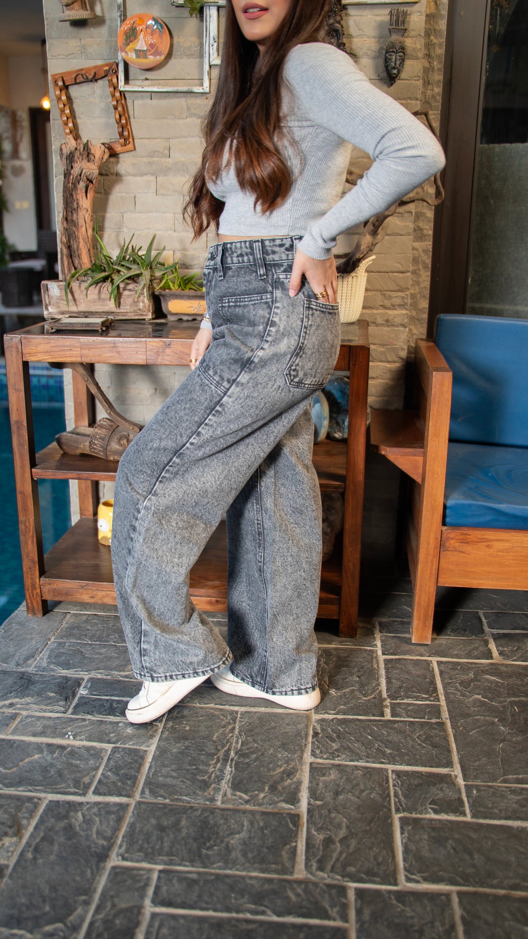 Ash Gray Edge Pocket Jeans