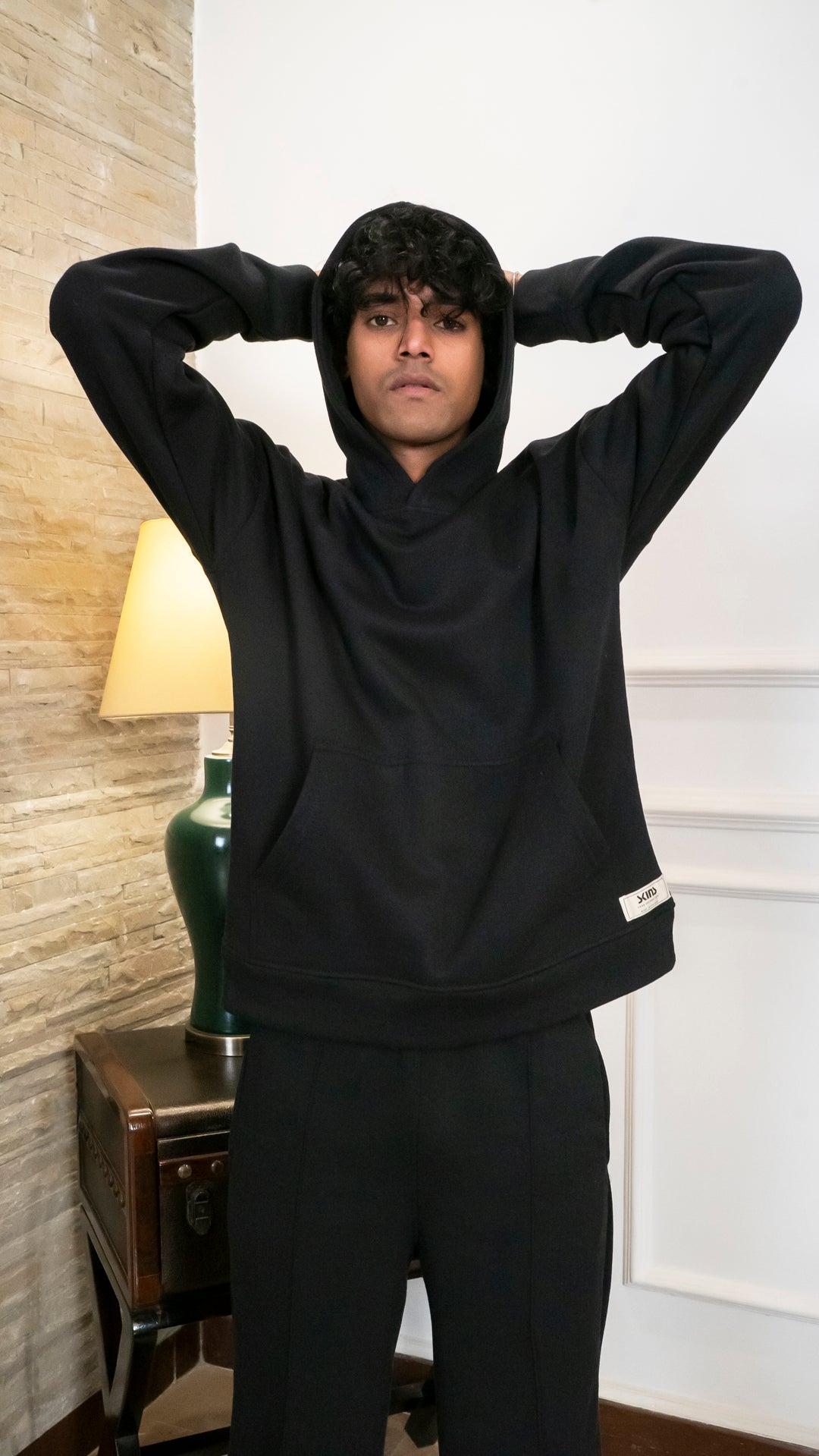 Jet Black Oversized Hoodie Set