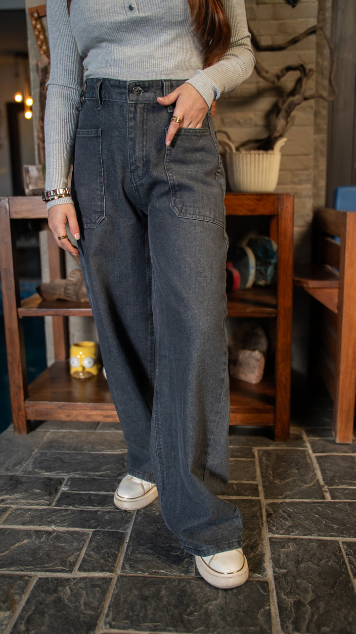 Charcoal Gray Edge Pocket Jeans