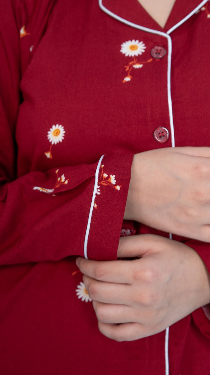 Crimson Daisy PJ Set