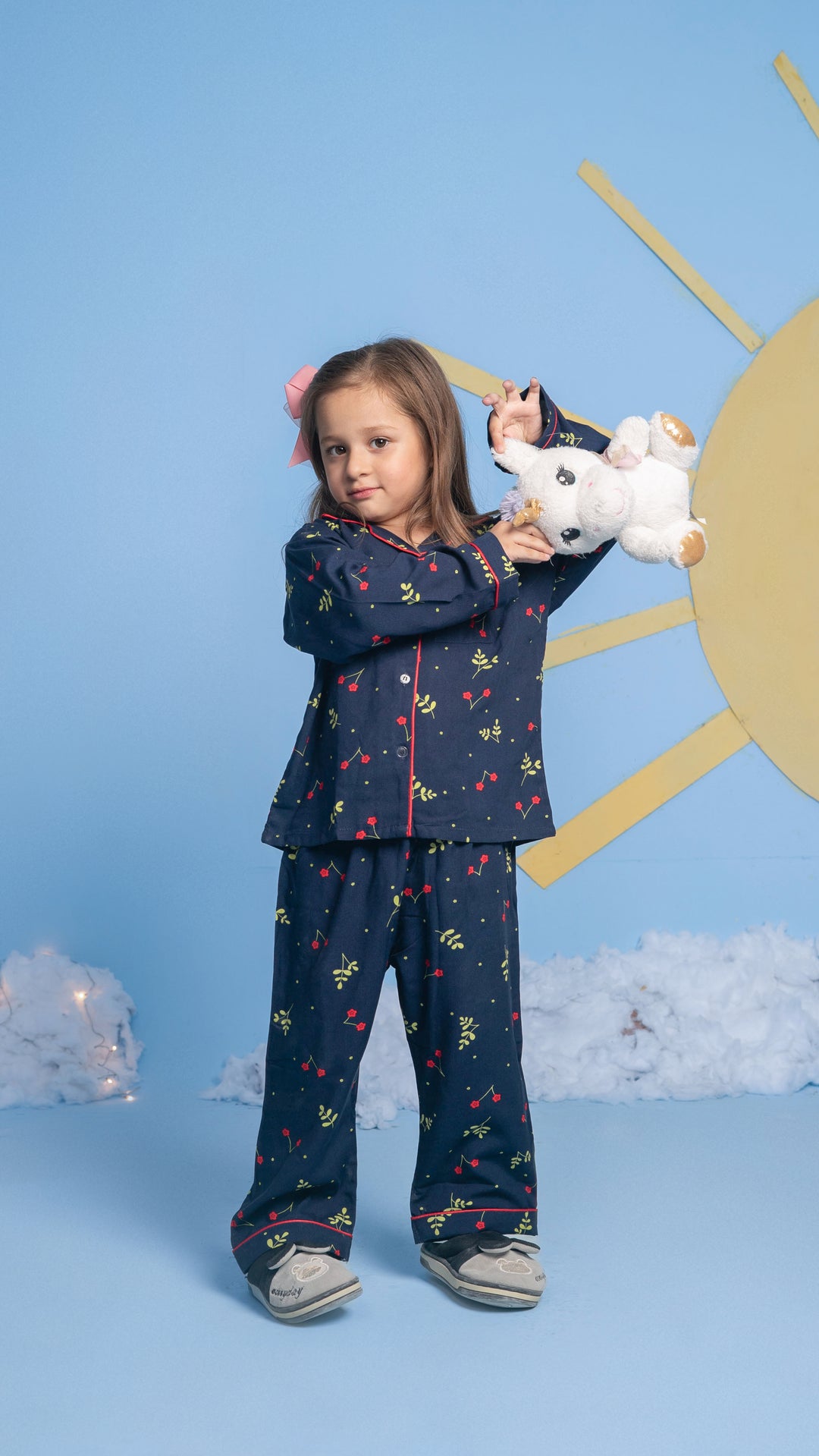 Navy Blossom Kids PJ Set