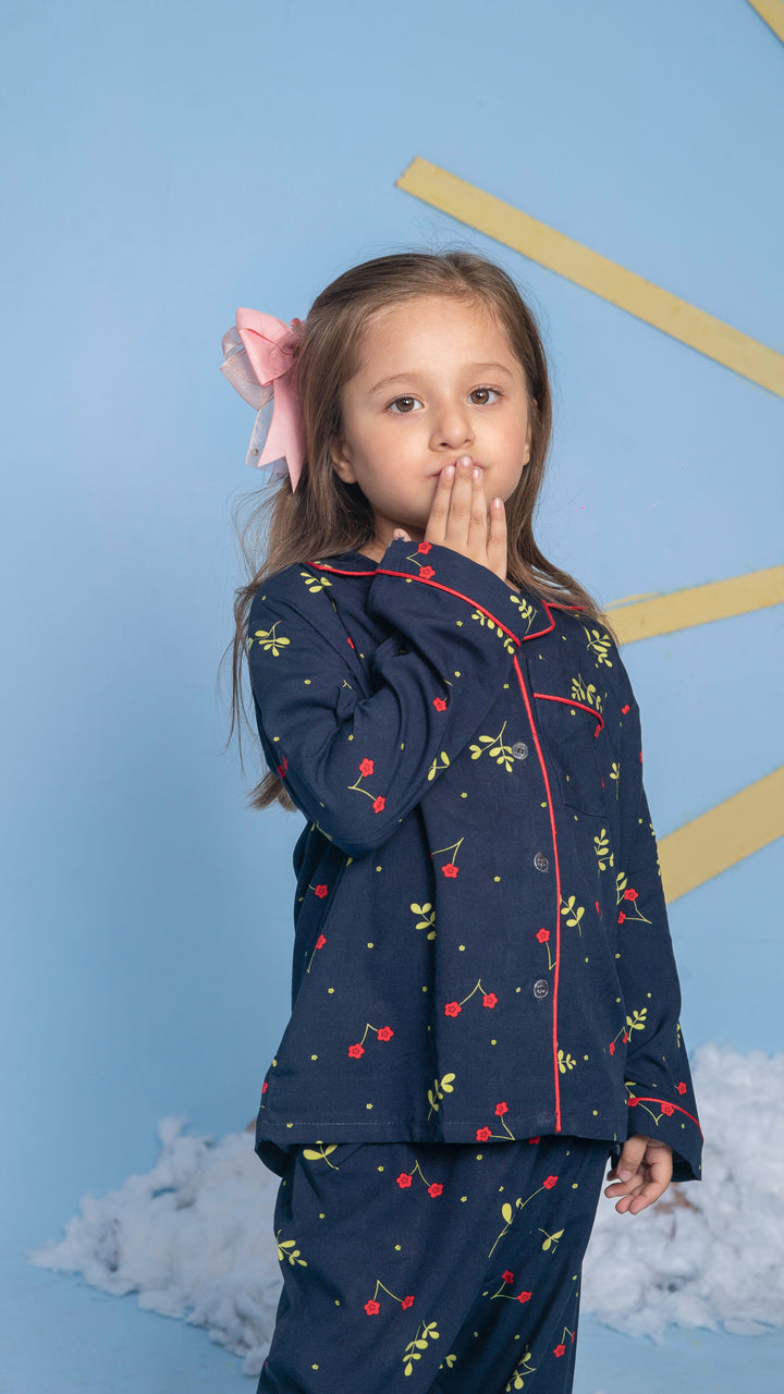 Navy Blossom Kids PJ Set