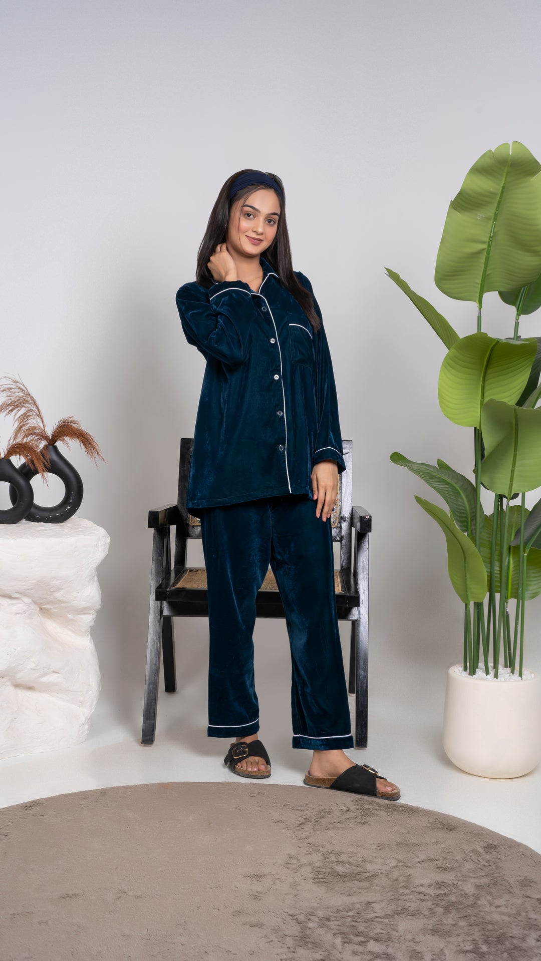 Teal Blue Premium Velvet PJ Set