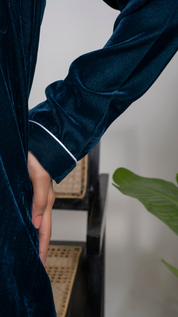 Teal Blue Premium Velvet PJ Set
