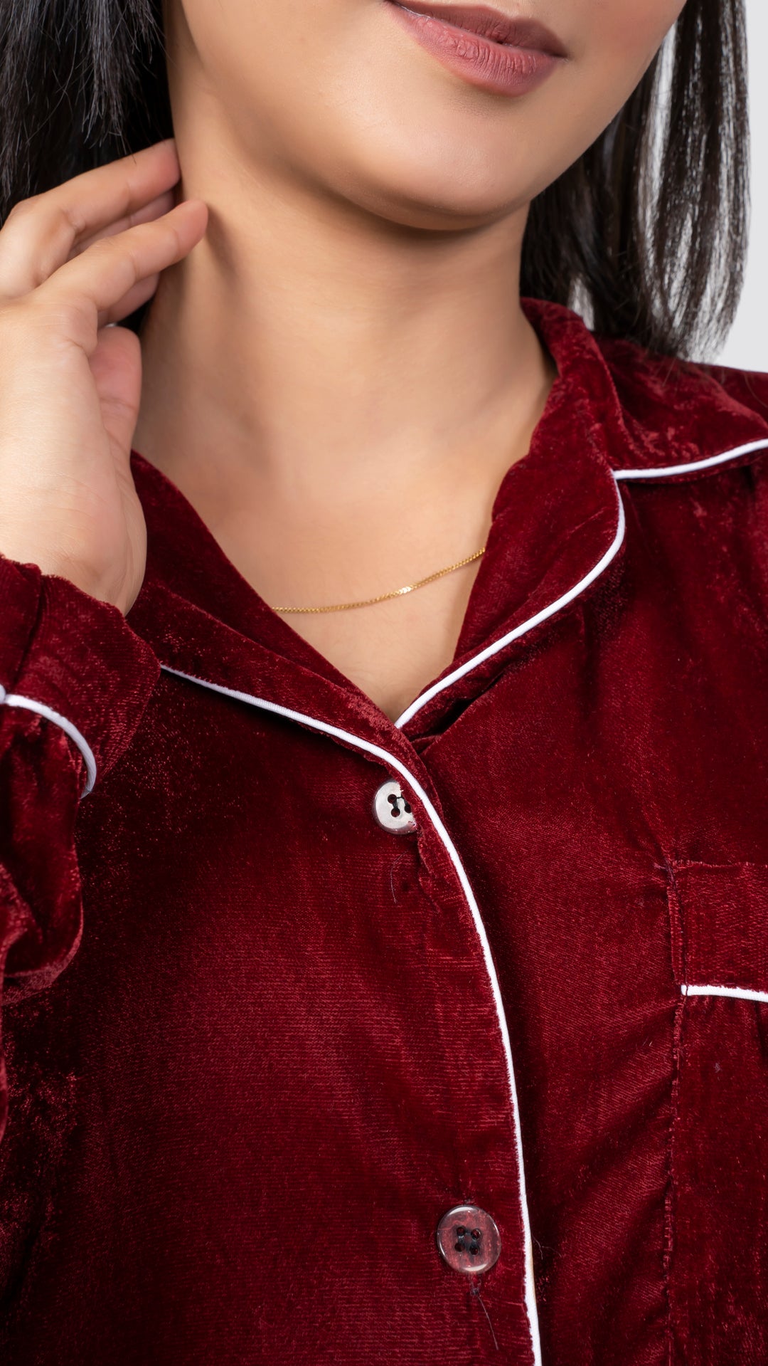 Maroon Premium Velvet PJ Set