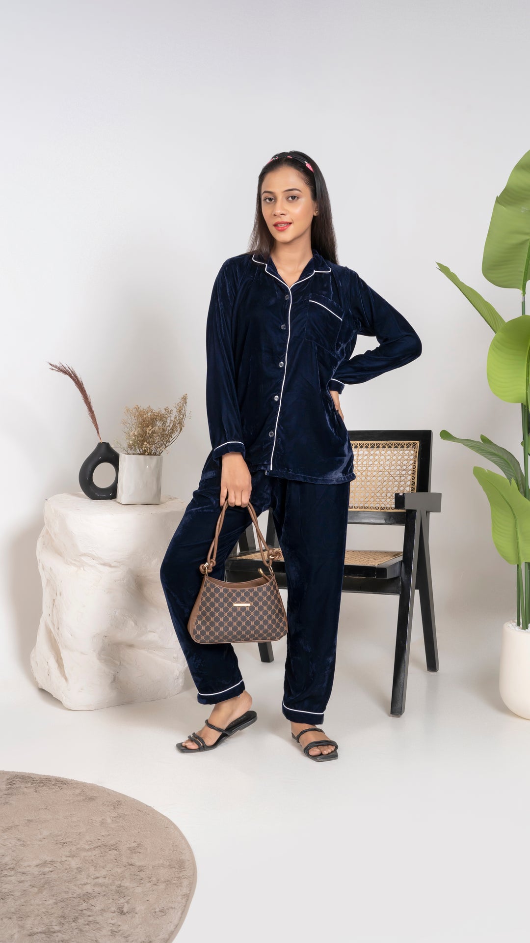 Blue Premium Velvet PJ Set