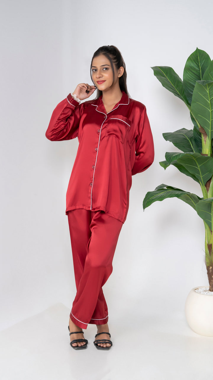 Red Silk PJ Set