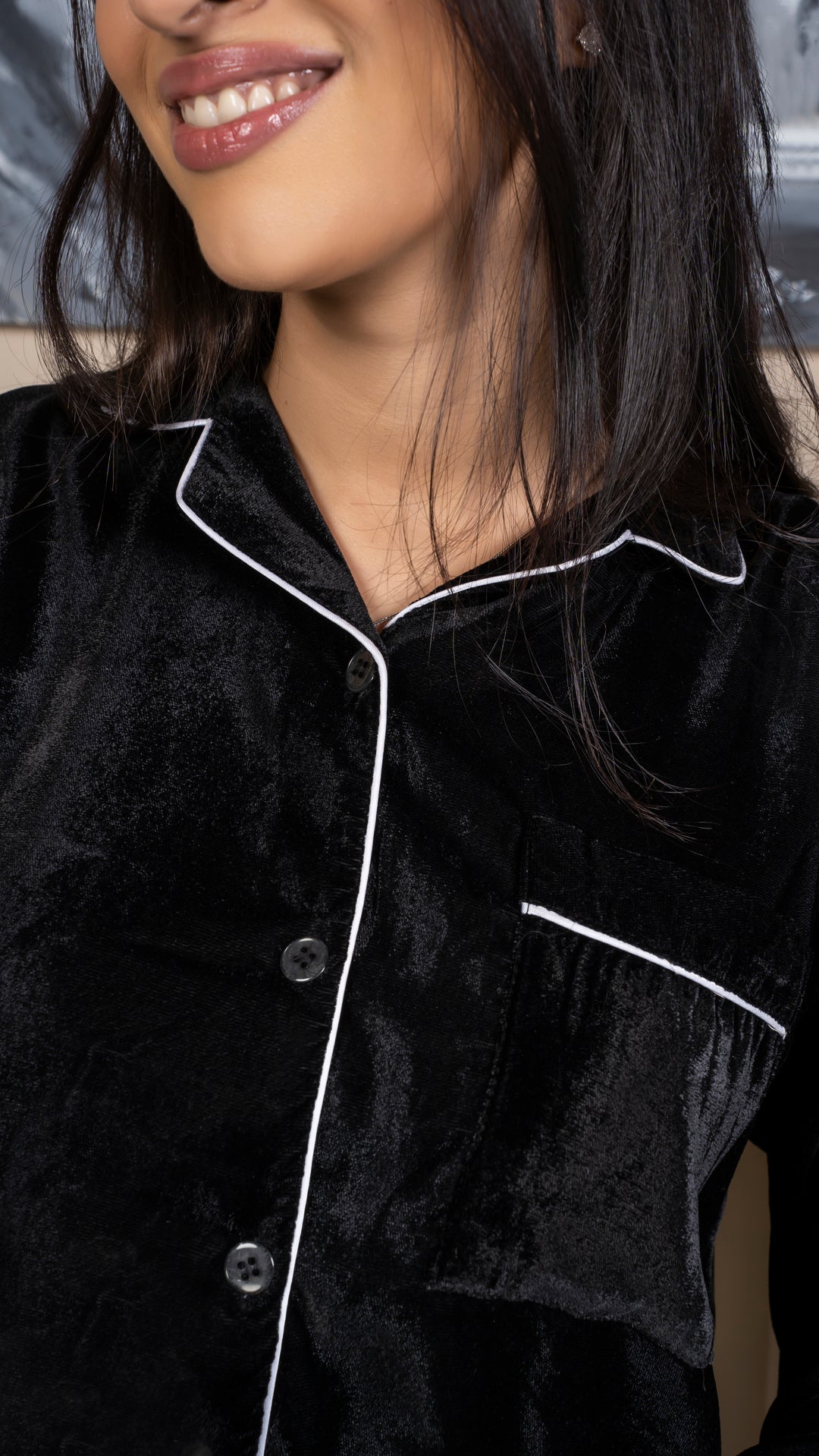 Black Premium Velvet PJ Set