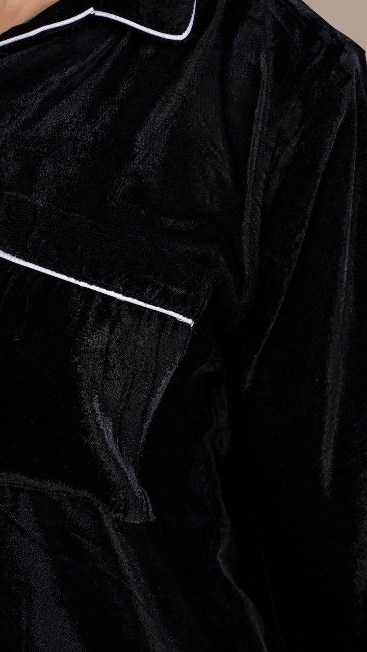 Black Premium Velvet PJ Set