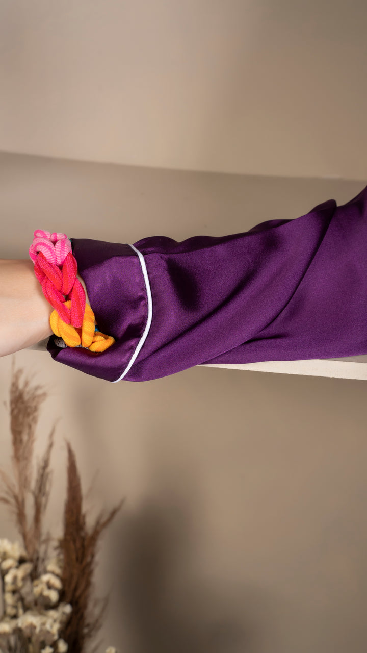 Purple Silk PJ Set