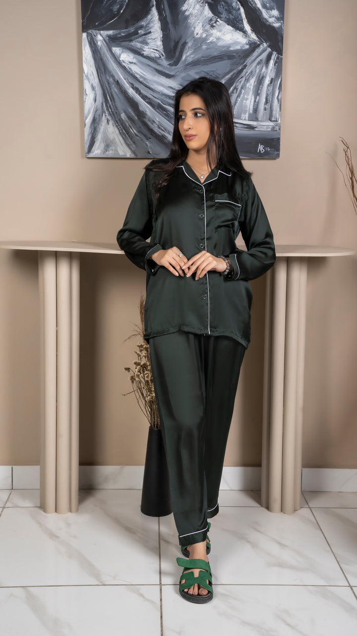 Green Silk PJ Set