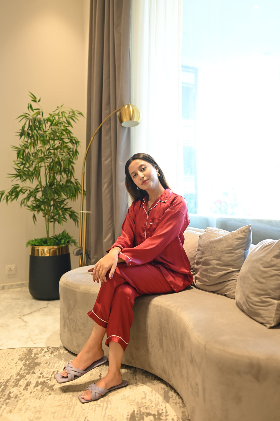 WATERMELON RED SILK PJ Set