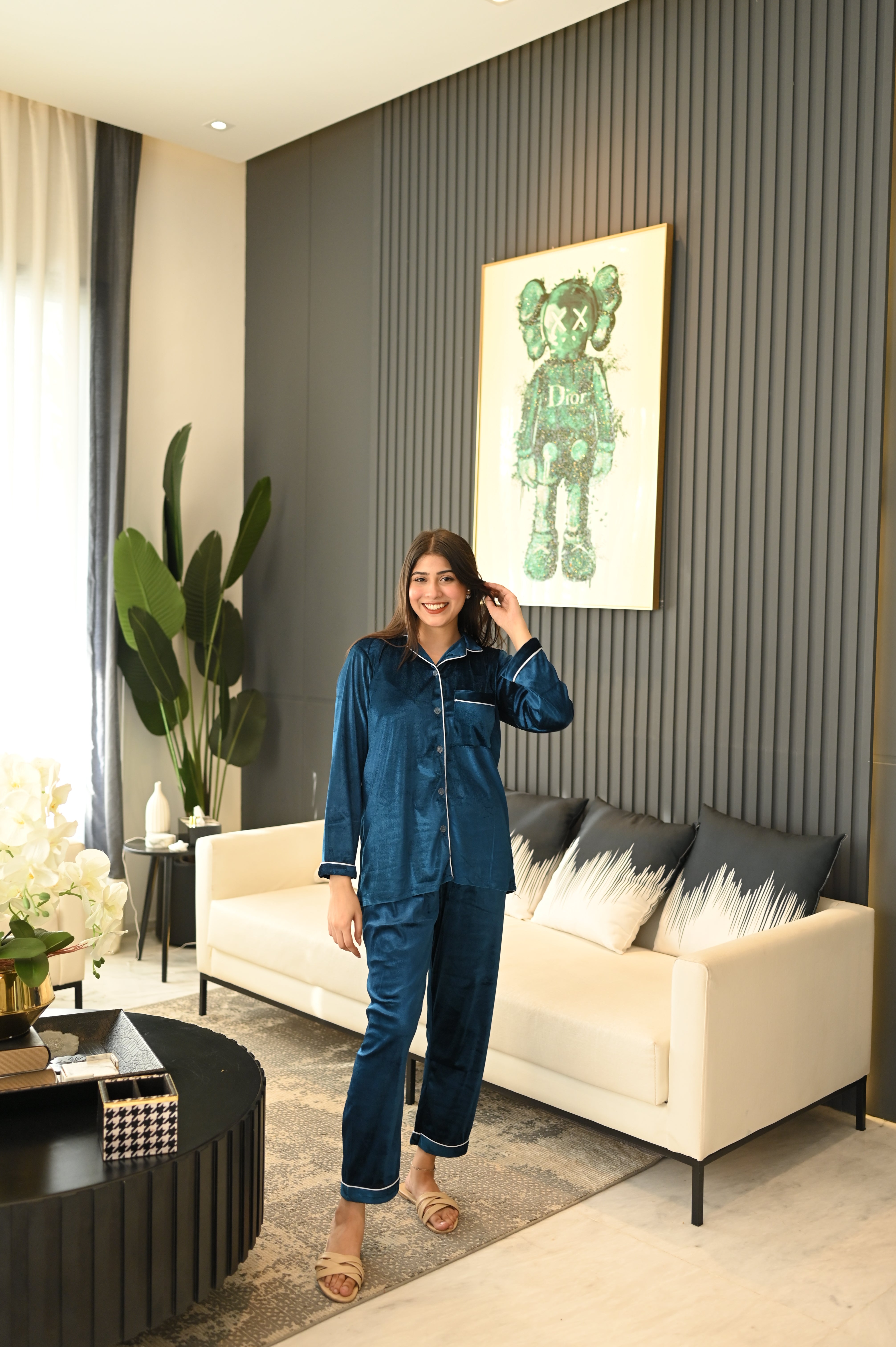 TEAL BLUE VELVET PJs