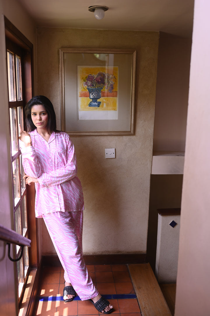 PINK AND WHITE ZIGZAG PJ Set