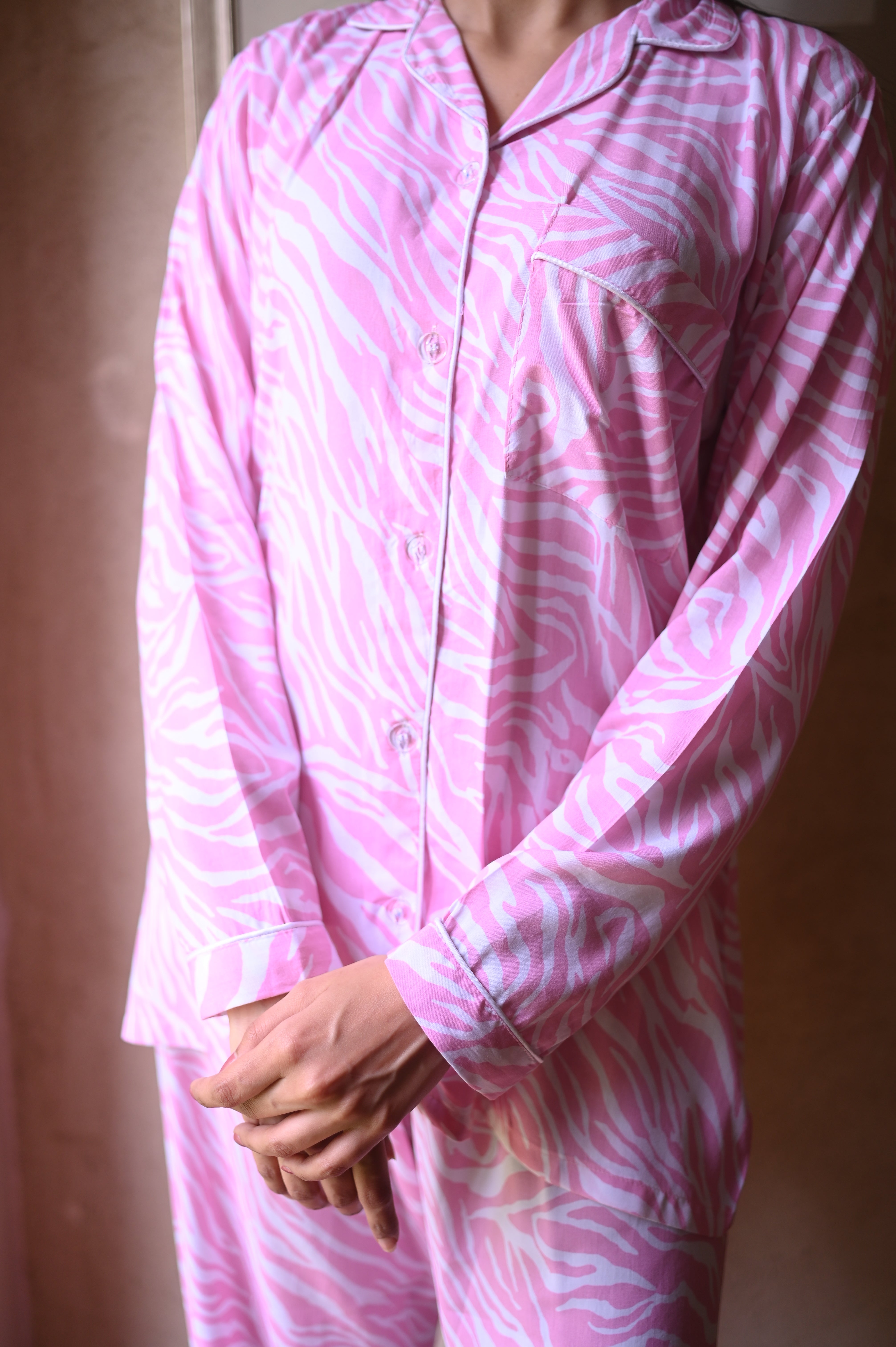 PINK AND WHITE ZIGZAG PJs