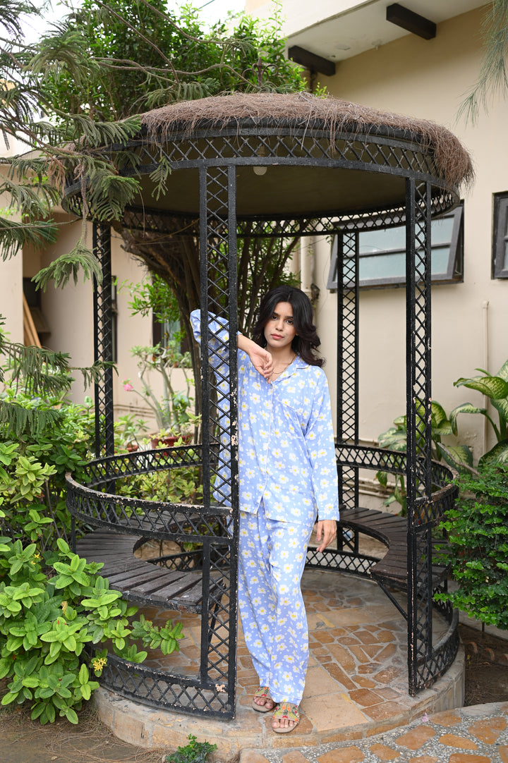 SKY BLUE FLORAL PJ Set