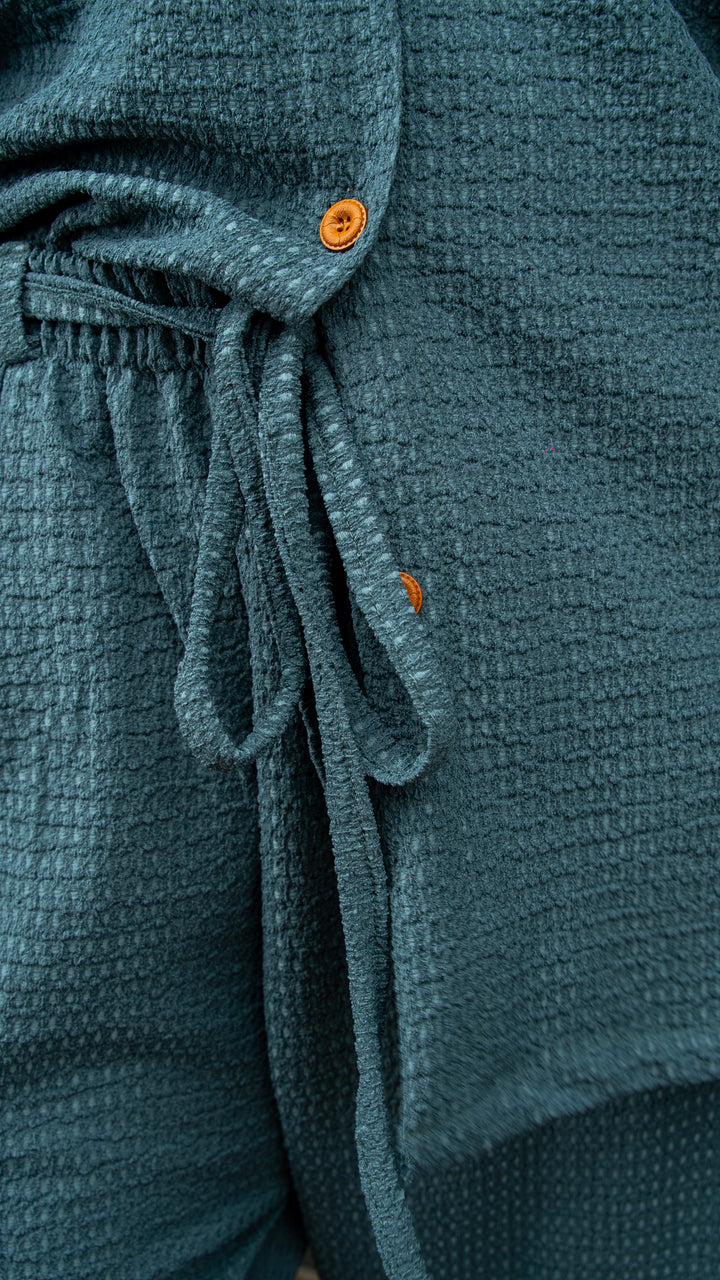 Teal Blue Textured Co-Ord Set
