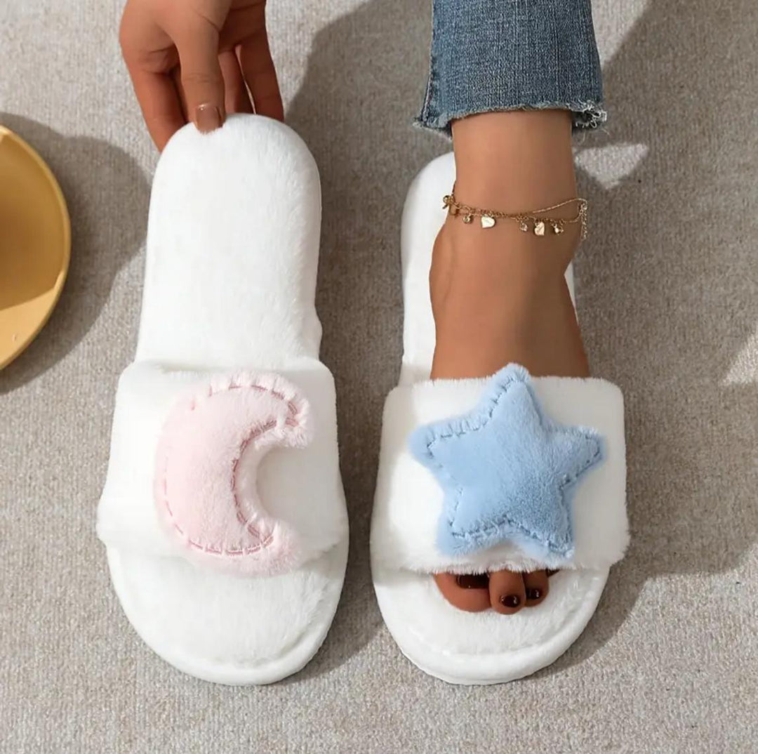 Moon & Star Fluffy Slides